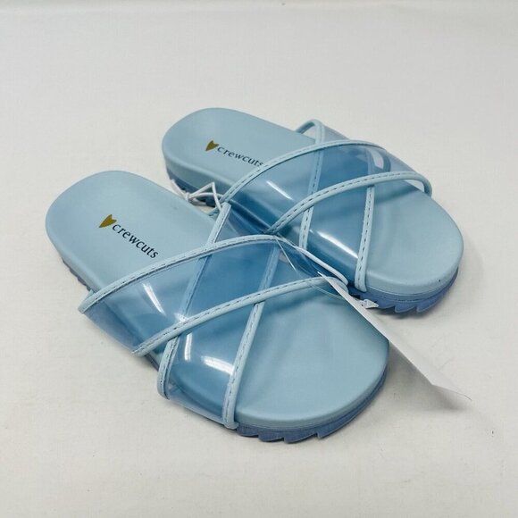 J Crew Crewcuts Little Girl K9 Slip On Pool Clear Jelly Sandals in Blue $45 216 - Picture 1 of 9